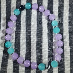 Handmade Lavender & Teal Beaded Stretch Ankle Bracelet